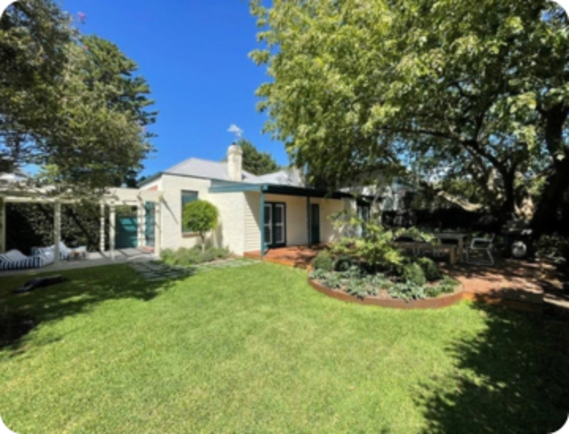 Bay Road Sandringham backyard designed around a mature elm