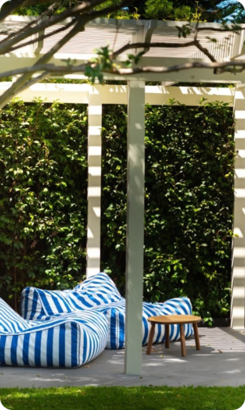 Completed Bay Road Sandringham garden with lawn, deck and mature elm