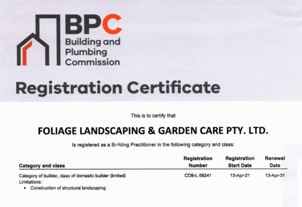 Builder Registration Certificate